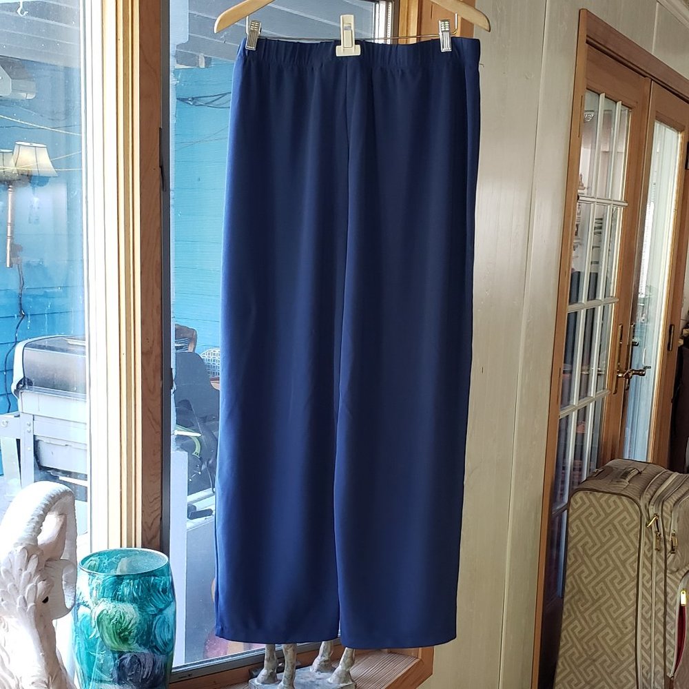 Susan Graver Essentials Lustra Knit Petite Pull-on Pants, P3X, Navy
